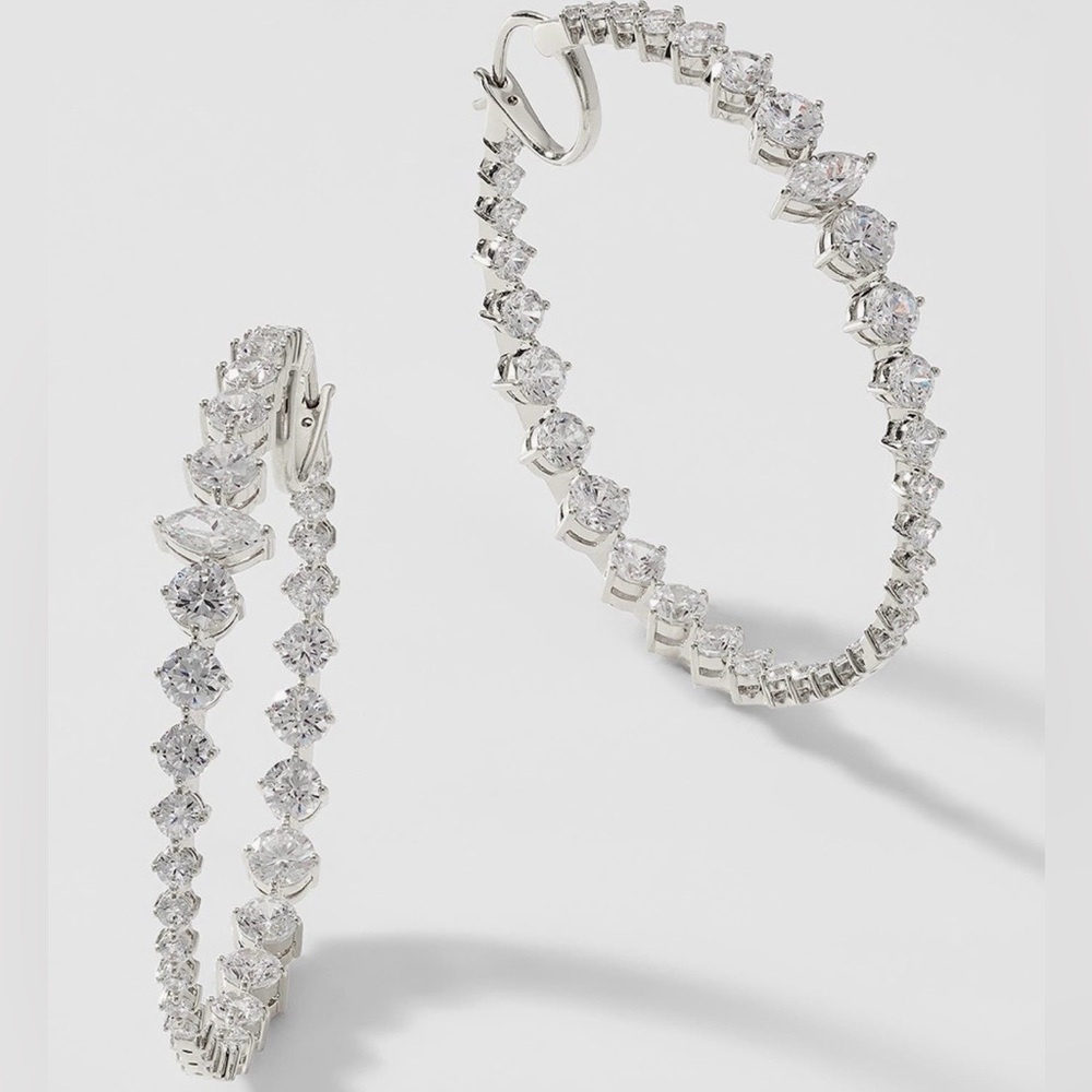 Nadri Sparkling Silver Crystal Hoop Earrings